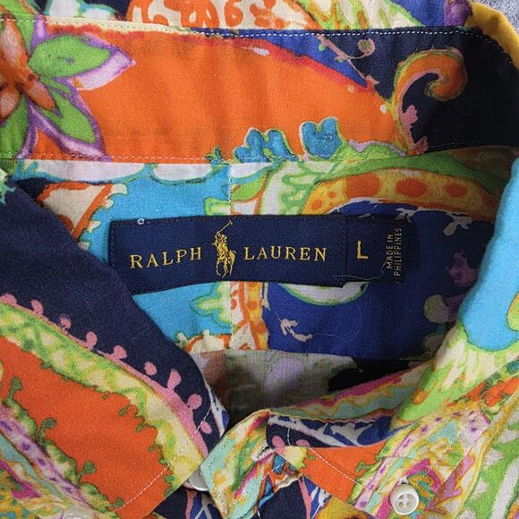 Ralph Lauren Shirt Mens Large Paisley Button Up Long Sleeve Vintage Style - Picture 3 of 10